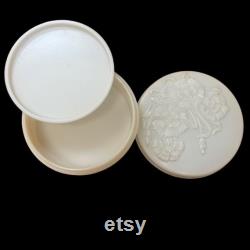 Art Deco Floral Powder Pot Cream Urea Formaldehyde Plastic, Screw Lid, Berton London