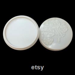 Art Deco Floral Powder Pot Cream Urea Formaldehyde Plastic, Screw Lid, Berton London