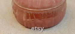 Art Deco Glass Pink Powder Puff Vanity Glass Lady Victorian