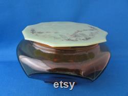 Art Deco Glass Powder Jar With Celluloid Lid