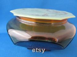 Art Deco Glass Powder Jar With Celluloid Lid