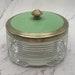 Art Deco Glass Vanity Jar with Green and Gold Lid