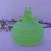 Art Deco Green Satin glass Powder Jar The Twins 1930's L. E. Smith Uranium Vanity Powder Jar with Two Women Figurines The Twins on top