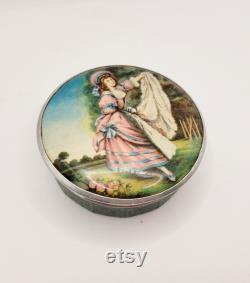 Art Deco Gwenda Powder Jar Pot Lady Pinkie , 1930s Milk Glass Boudoir
