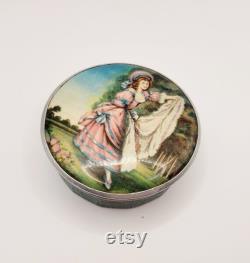 Art Deco Gwenda Powder Jar Pot Lady Pinkie , 1930s Milk Glass Boudoir