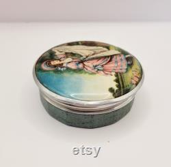 Art Deco Gwenda Powder Jar Pot Lady Pinkie , 1930s Milk Glass Boudoir