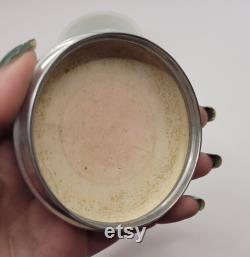 Art Deco Gwenda Powder Jar Pot Lady Pinkie , 1930s Milk Glass Boudoir