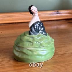 Art Deco Half Doll Ceramic Powder Box, 1930's