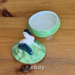 Art Deco Half Doll Ceramic Powder Box, 1930's