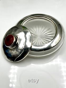 Art Deco London 1924 Solid Sterling Silver and Guilloche Enamel Vanity Jar HPandS