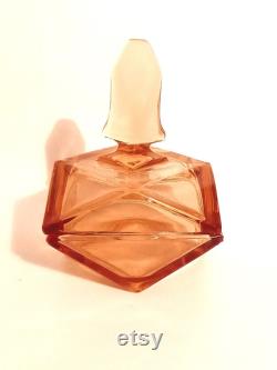 Art Deco Old Rose Coloured Czech Glass Dressing Table Pots