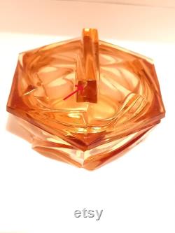 Art Deco Old Rose Coloured Czech Glass Dressing Table Pots