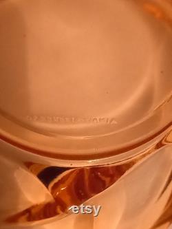 Art Deco Old Rose Coloured Czech Glass Dressing Table Pots