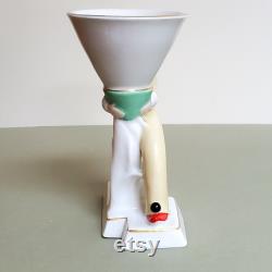 Art Deco Pierrot Porcelain Half Doll Powder Puff Holder Germany