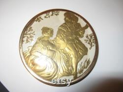 Art Deco Powder Box Clear Glass Trinket Box with Gold Musical Lid Art Deco Powder Box Clear Glass Trinket Box with Gold Musical Lid