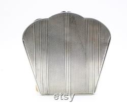 Art Deco Powder Compact Chiseled geometric decoration Silver 800