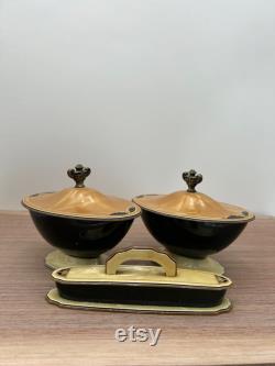 Art Deco Pryalin Sheraton 3 Piece Vanity Set Powder, Trinket Box and Nail Buffer