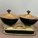 Art Deco Pryalin Sheraton 3 Piece Vanity Set Powder, Trinket Box and Nail Buffer