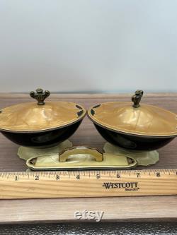 Art Deco Pryalin Sheraton 3 Piece Vanity Set Powder, Trinket Box and Nail Buffer