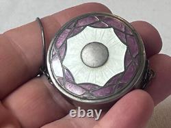 Art Deco Sterling Silver Compact With Finger Ring Mirrored Pressed Powder Box