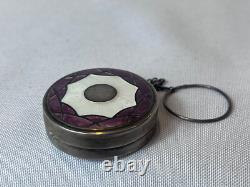 Art Deco Sterling Silver Compact With Finger Ring Mirrored Pressed Powder Box