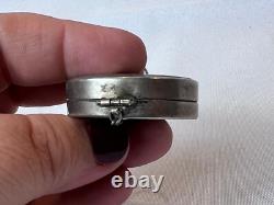Art Deco Sterling Silver Compact With Finger Ring Mirrored Pressed Powder Box