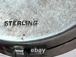 Art Deco Sterling Silver Compact With Finger Ring Mirrored Pressed Powder Box