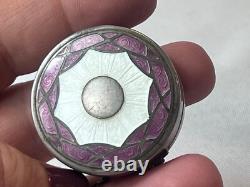 Art Deco Sterling Silver Compact With Finger Ring Mirrored Pressed Powder Box