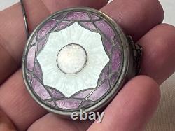 Art Deco Sterling Silver Compact With Finger Ring Mirrored Pressed Powder Box