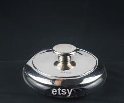 Art Deco Sterling Silver and Cut Glass Powder Bowl Vanity Bowl Trinket Jar, Hallmarked London 1931