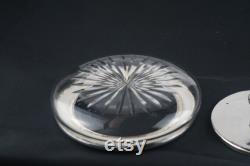Art Deco Sterling Silver and Cut Glass Powder Bowl Vanity Bowl Trinket Jar, Hallmarked London 1931