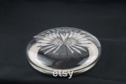 Art Deco Sterling Silver and Cut Glass Powder Bowl Vanity Bowl Trinket Jar, Hallmarked London 1931