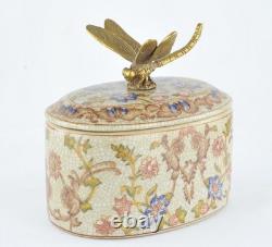 Art Deco Style Box Jewelry Figurine Powder Box Dragonfly Wildlife Art Nouveau St