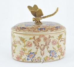 Art Deco Style Box Jewelry Figurine Powder Box Dragonfly Wildlife Art Nouveau St