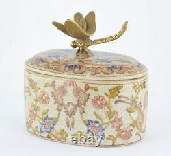 Art Deco Style Box Jewelry Figurine Powder Box Dragonfly Wildlife Art Nouveau St