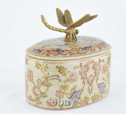 Art Deco Style Box Jewelry Figurine Powder Box Dragonfly Wildlife Art Nouveau St
