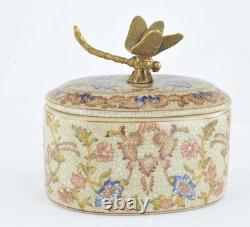Art Deco Style Box Jewelry Figurine Powder Box Dragonfly Wildlife Art Nouveau St
