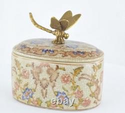 Art Deco Style Box Jewelry Figurine Powder Box Dragonfly Wildlife Art Nouveau St