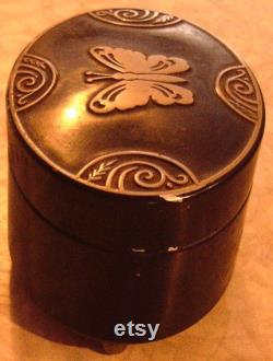 Art Deco Vanity Powder Box, Lucretia Vanderbilt Blue Butterfly Tin, Vintage 1930's Era