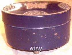 Art Deco Vanity Powder Box, Lucretia Vanderbilt Blue Butterfly Tin, Vintage 1930's Era