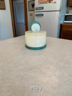 Art Deco White and Green Alabaster Covered Powder Jar Vanity