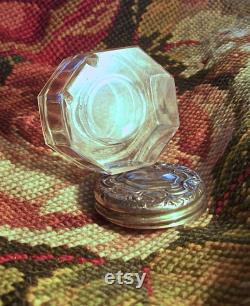 Art Nouveau WEBSTER STERLING Lidded Glass VANITY Octagonal Rouge Jar