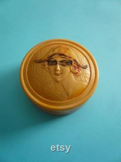 Art deco celluloid powder box