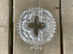 As is Antique c1920s Art Nouveau Cut Glass Floral Powder Jar Dresser Jar Powder Box Retro Vanity