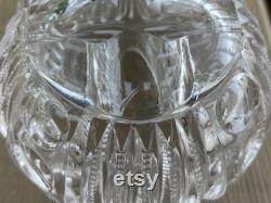 As is Antique c1920s Art Nouveau Cut Glass Floral Powder Jar Dresser Jar Powder Box Retro Vanity