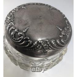 Atq Victorian F and B Repousse Sterling Trinket Dresser Jar Powder Dish