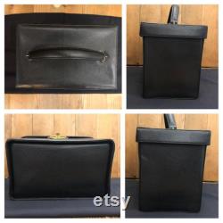 Authentic CHANEL Black Caviar Leather Shoulder Vanity Case Handbag