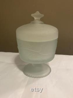 Avon Frosted Satin Glass Powder Vanity Jar