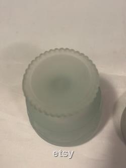 Avon Frosted Satin Glass Powder Vanity Jar