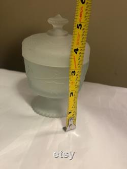 Avon Frosted Satin Glass Powder Vanity Jar